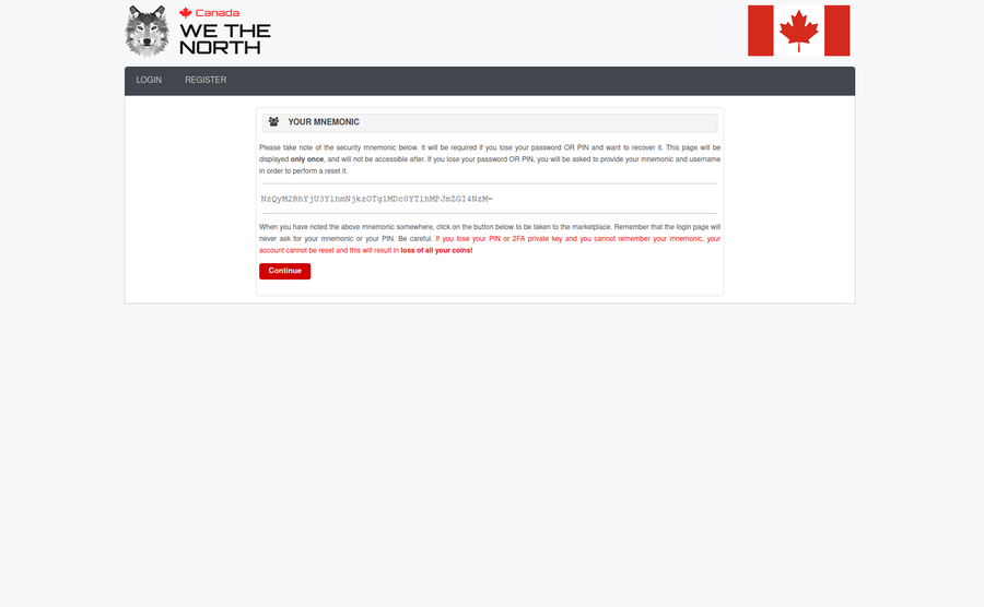 Mnemonic seed recovery screen during account setup