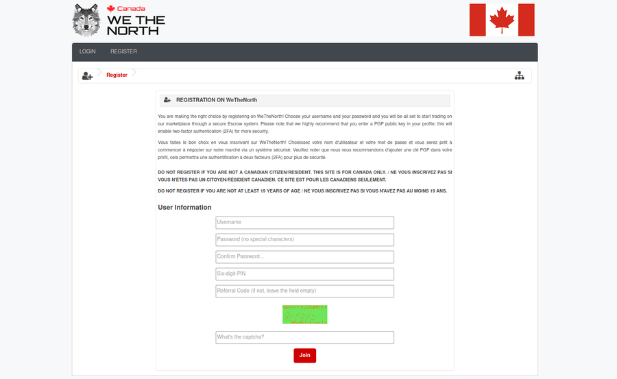 Torzon registration panel with passphrase and PIN fields